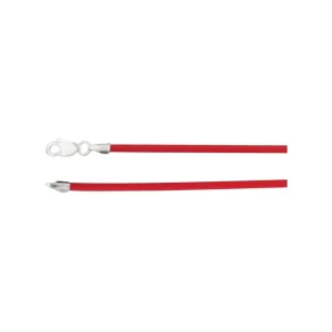 Sterling Silver 1.5mm Cherry Red Rubber Cord 16" Necklace