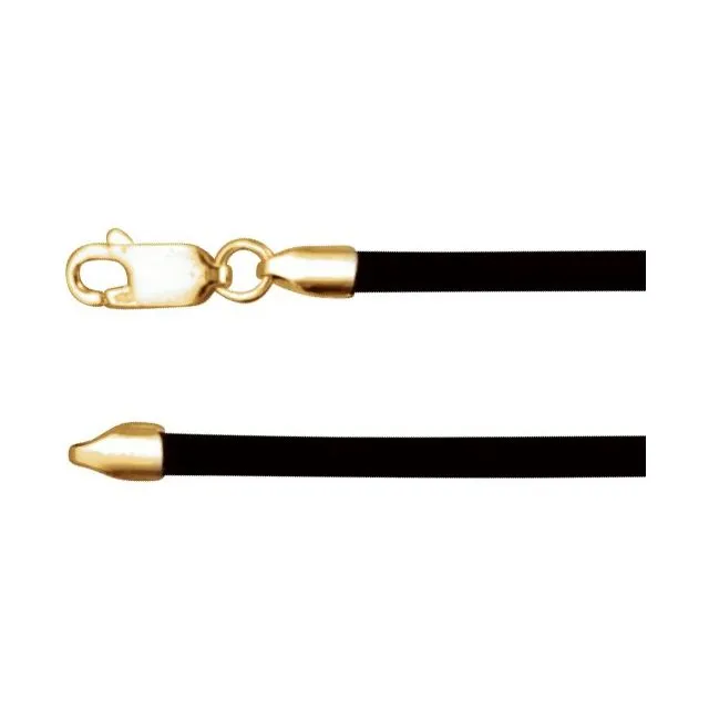 Sterling Silver 3 mm Black Rubber 24" Cord Necklace