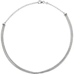Sterling Silver 5-Strand Bead Chain 13-16" Choker