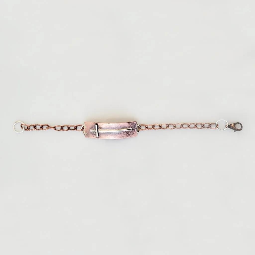 Sterling Silver Cross on Copper - Bracelet