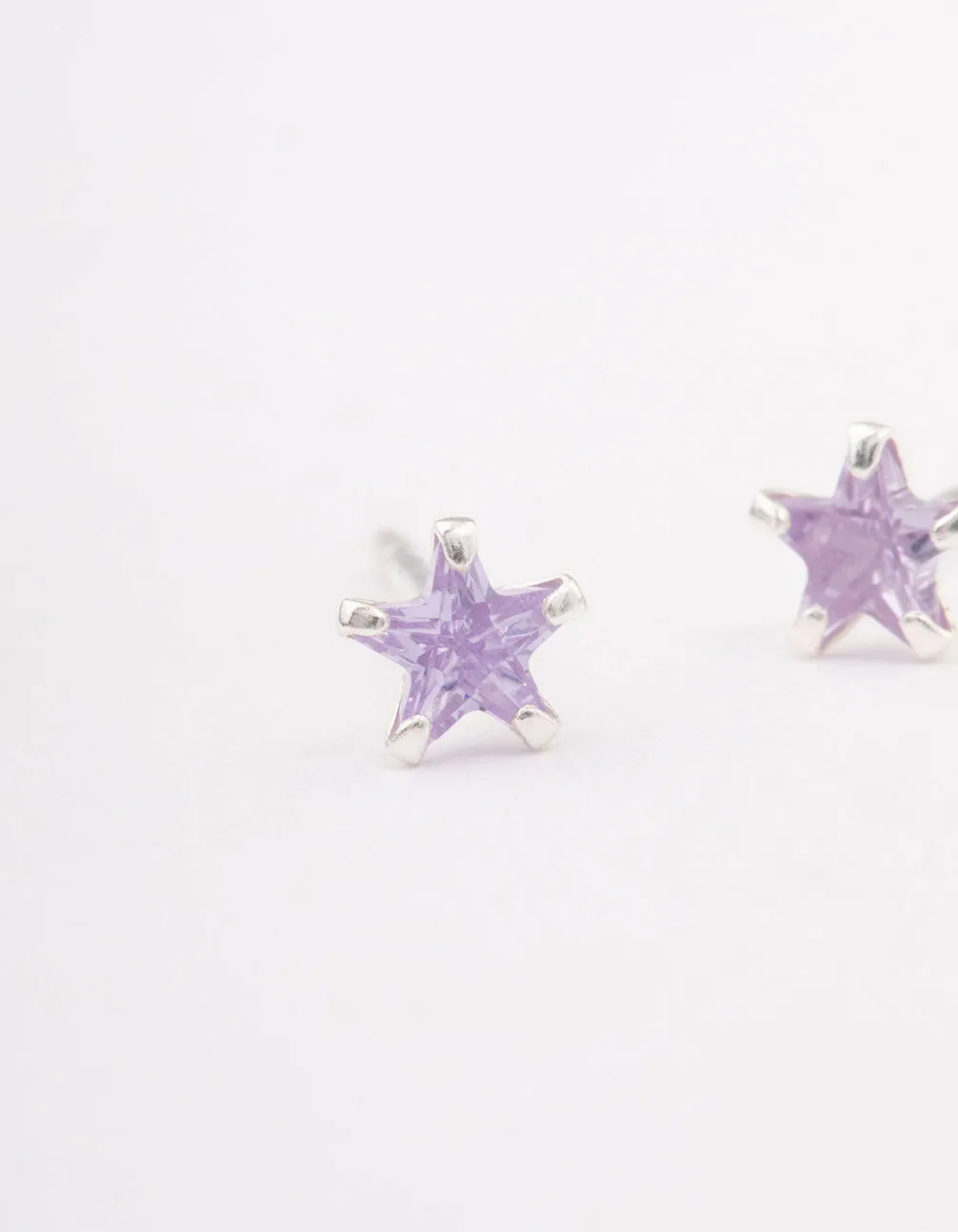 Sterling Silver Cubic Zirconia Star Stud Earrings