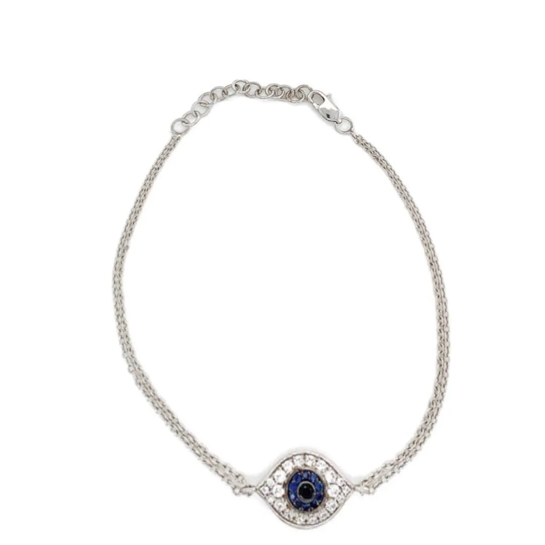 Sterling Silver Elegant Evil Eye Bracelet