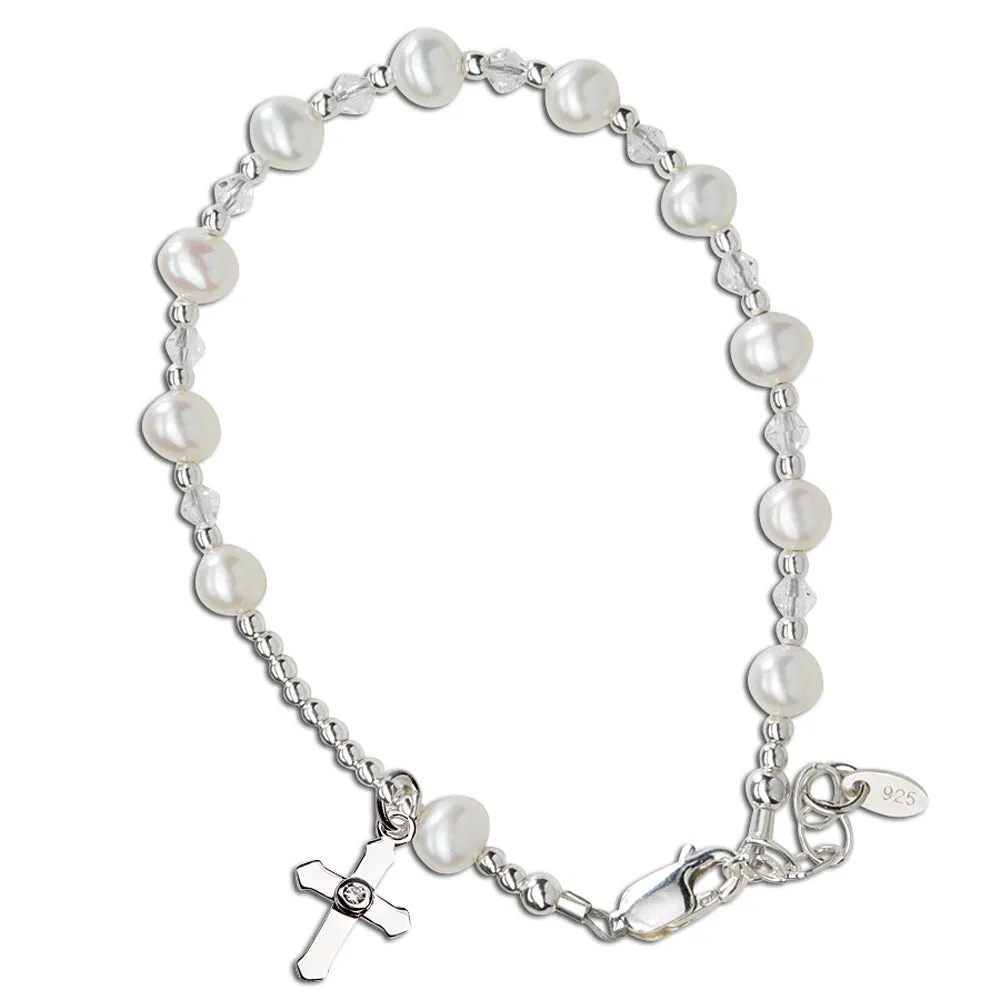 Sterling Silver First Communion Rosary Bracelet
