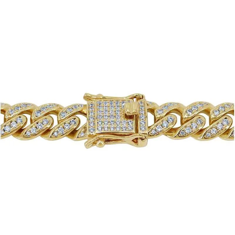 Sterling Silver Gold Plating (10mm) Miami Cuban CZ Bracelet 8.5"