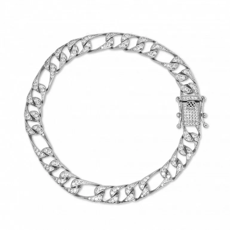 Sterling Silver Hip Hop Cubic Zirconia Bracelet