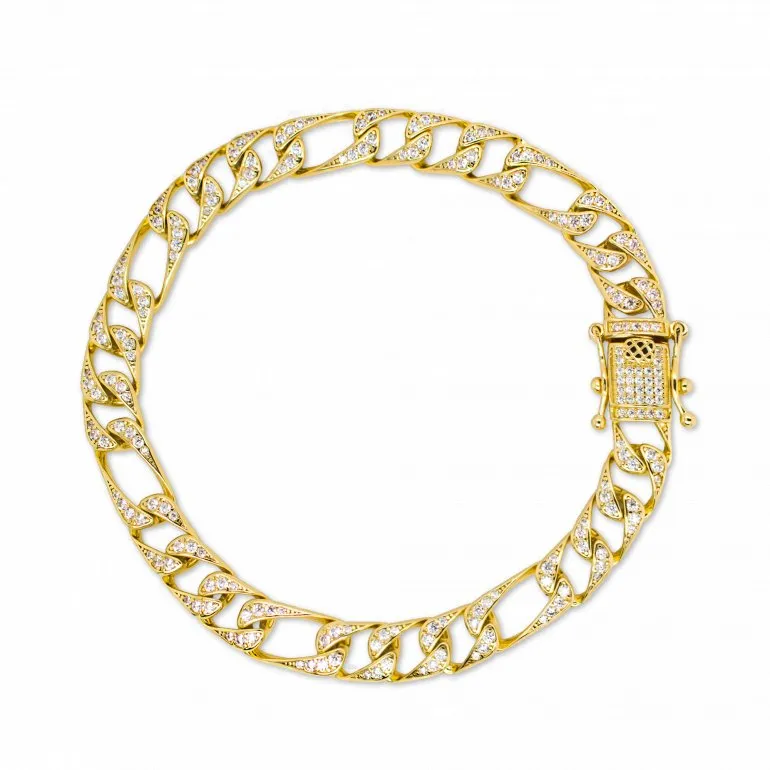 Sterling Silver Hip Hop Cubic Zirconia Bracelet