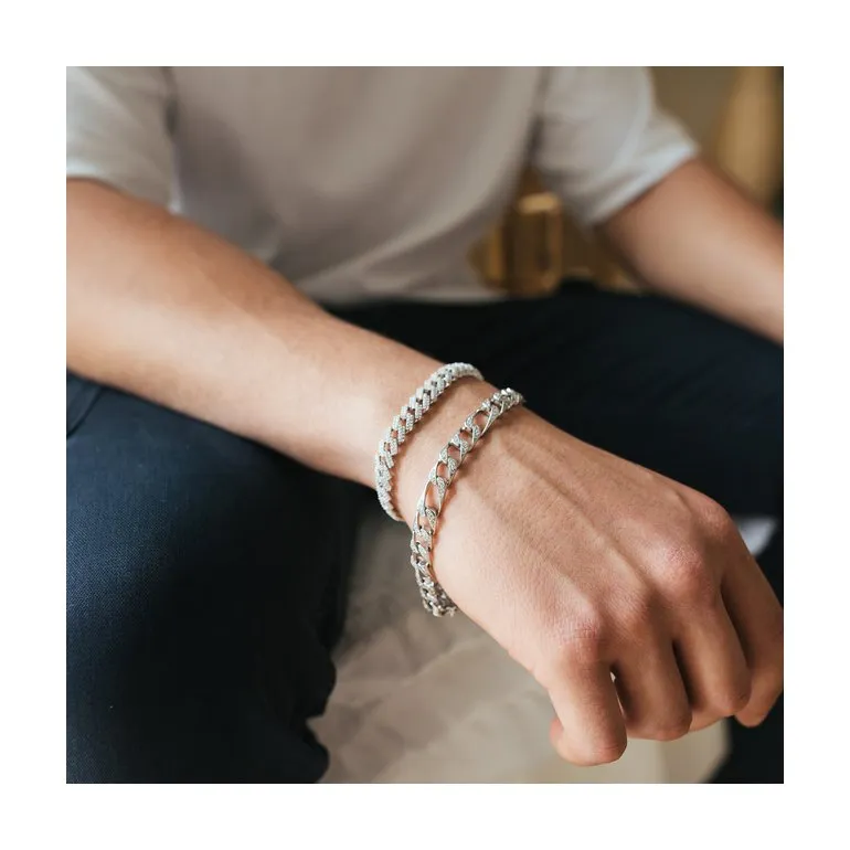Sterling Silver Hip Hop Cubic Zirconia Bracelet