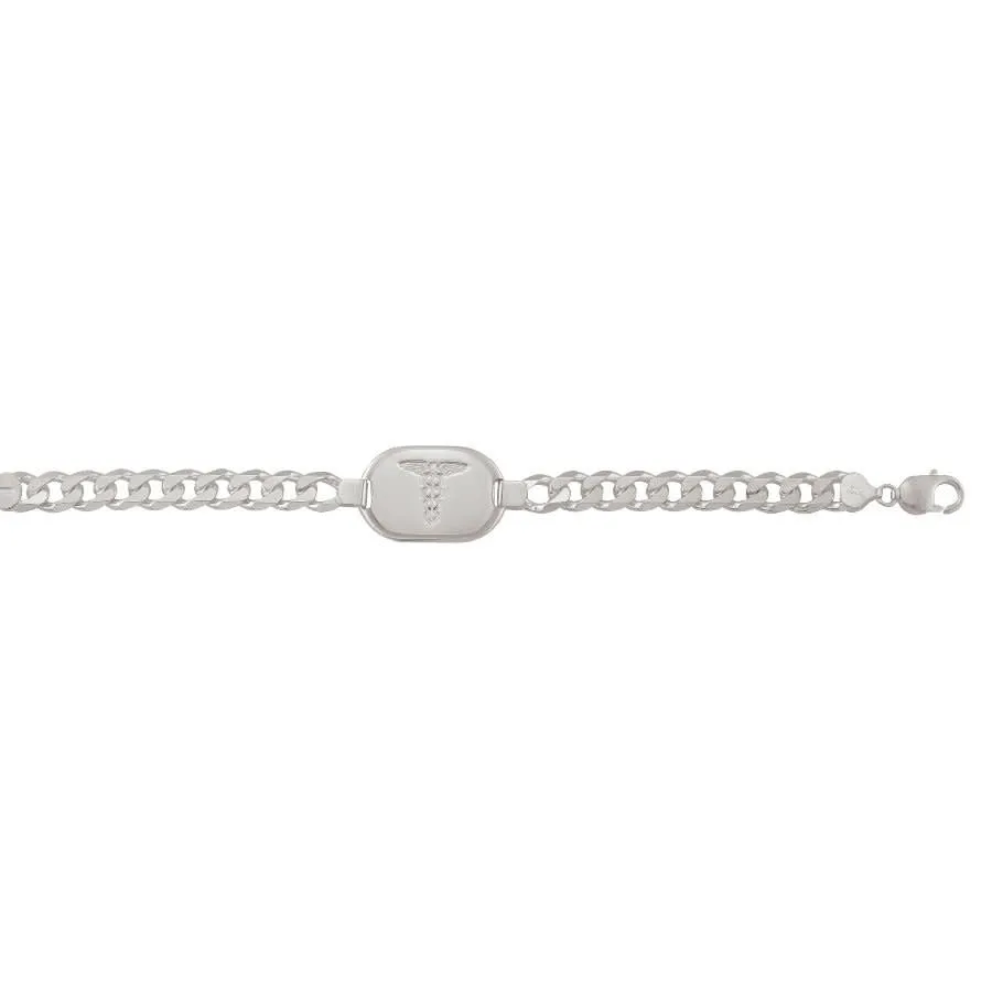 Sterling Silver Mens Medical ID (9mm) Curb Link Bracelet