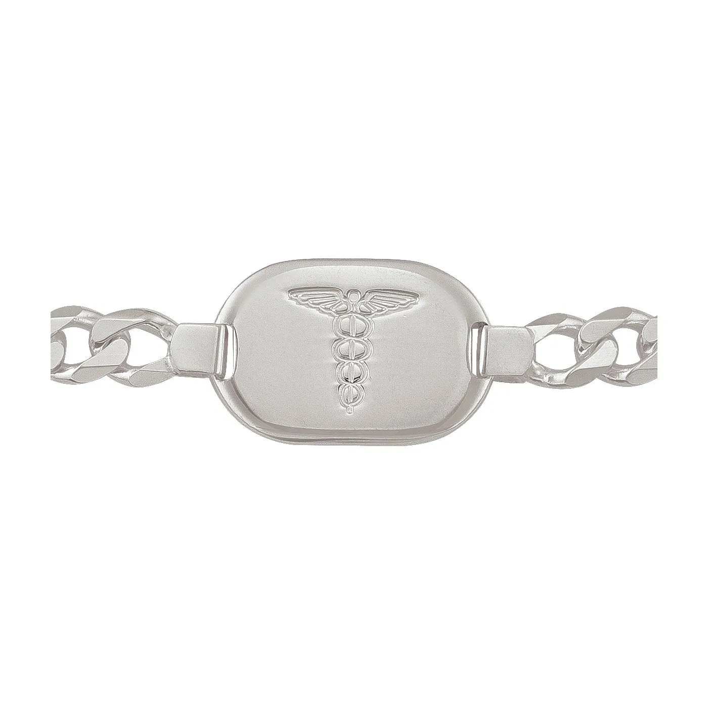 Sterling Silver Mens Medical ID (9mm) Curb Link Bracelet