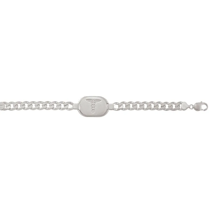 Sterling Silver Mens Medical ID (9mm) Curb Link Bracelet
