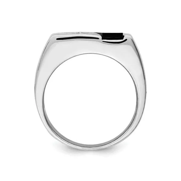 Sterling Silver Mens Onyx and CZ Ring