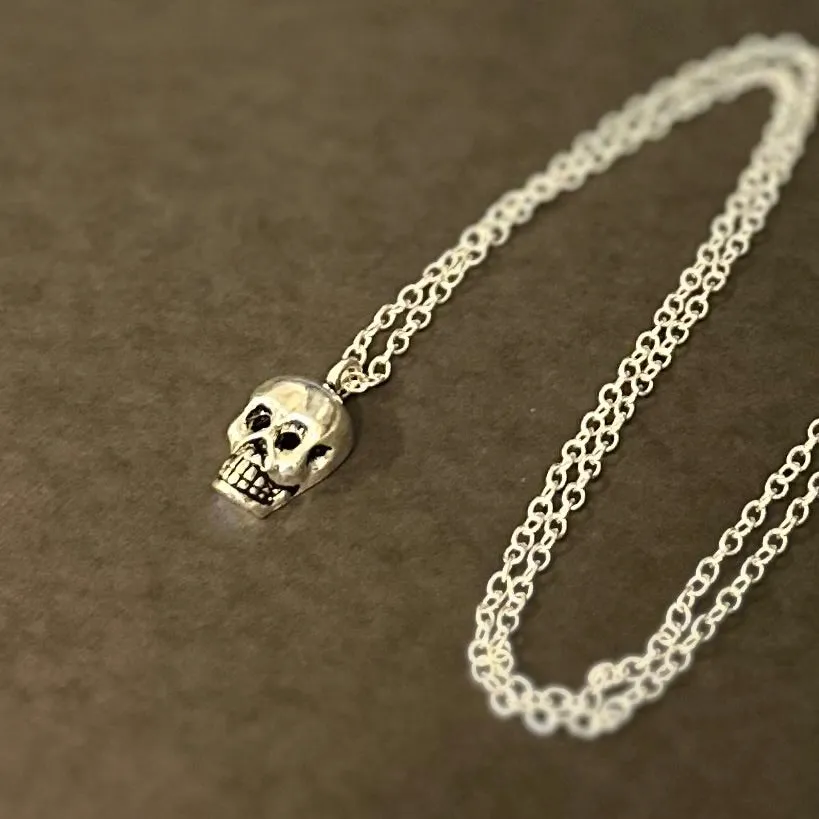 Sterling Silver Skull Pendant Necklaces | Silver or Gold Plated