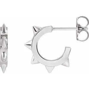 Sterling Silver Spike 13.4 mm Hoop Earrings