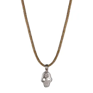 Sterling Silver Tiny Skull Pendant on Cord