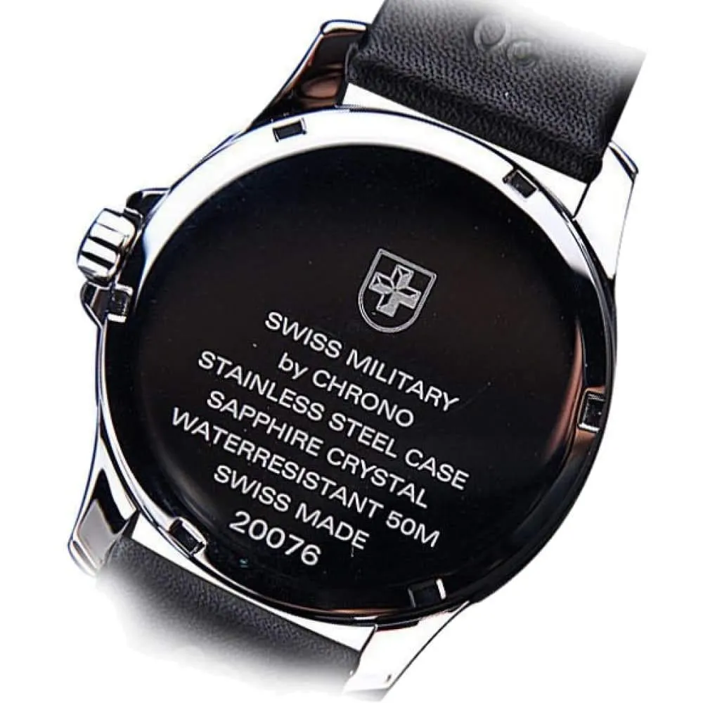 Swiss Military Black Leather White Dial Men's Watch - SM30137.07