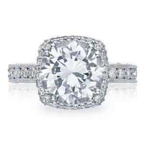 Tacori Platinum 3/4 Way Round & Cushion Bloom Engagement Ring HT2607RD8