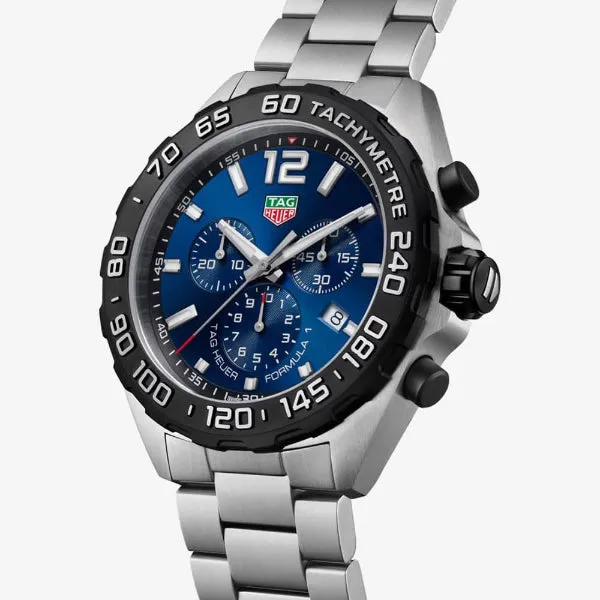 Tag Heuer Formula 1 Silver Stainless Steel Blue Dial Chronograph Quartz Watch for Gents - CAZ101AV.BA0842