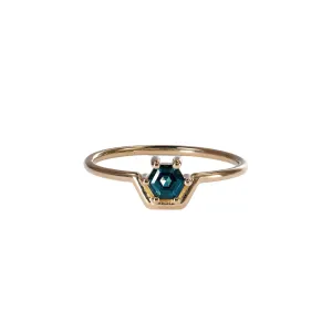 Teal Sapphire Small Hexagon Cut Nested Ring - Size 7