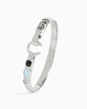 The Hook Bracelet with Triple Stones, 6mm - Black Onyx/Larimar/White Zircon