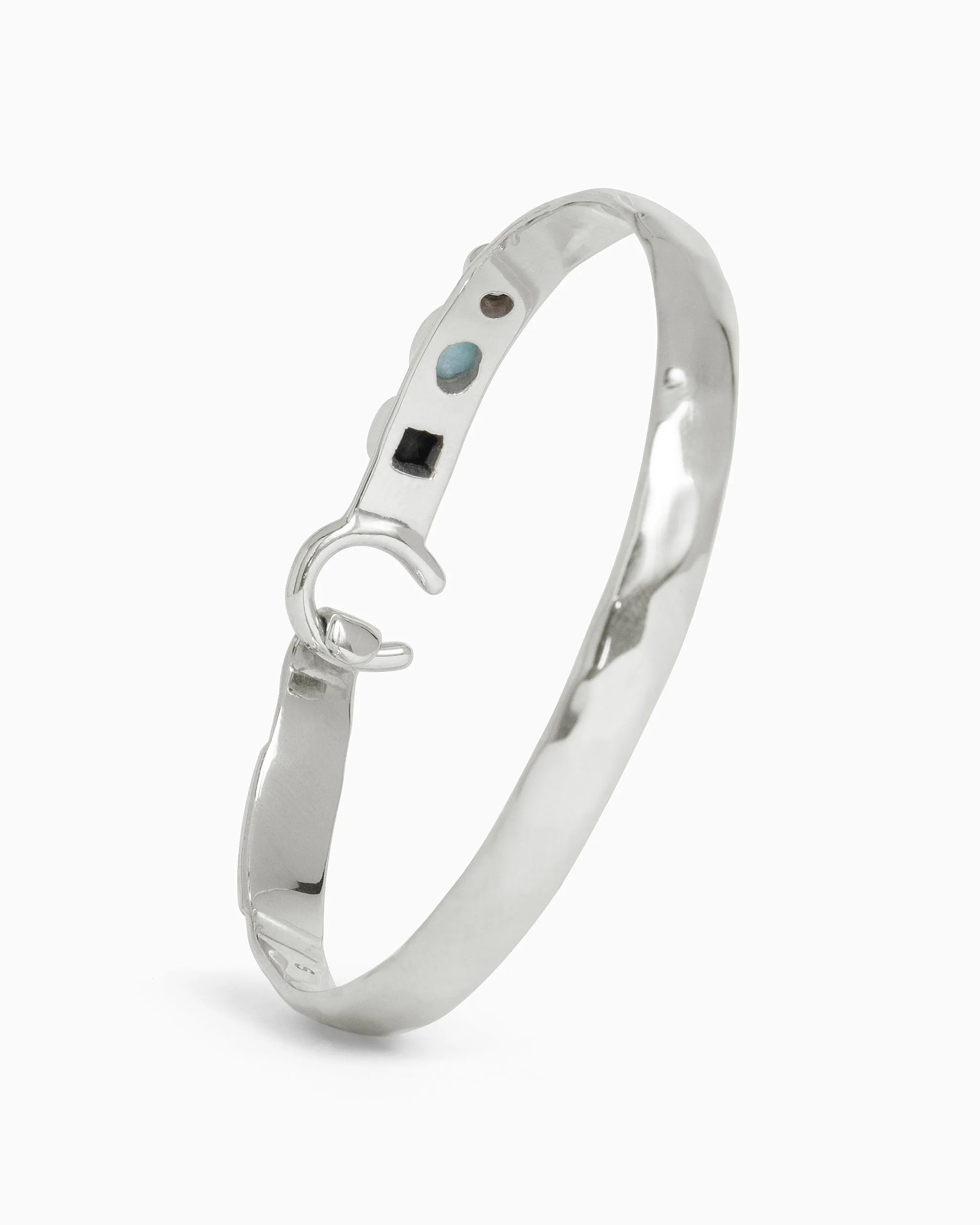 The Hook Bracelet with Triple Stones, 6mm - Black Onyx/Larimar/White Zircon