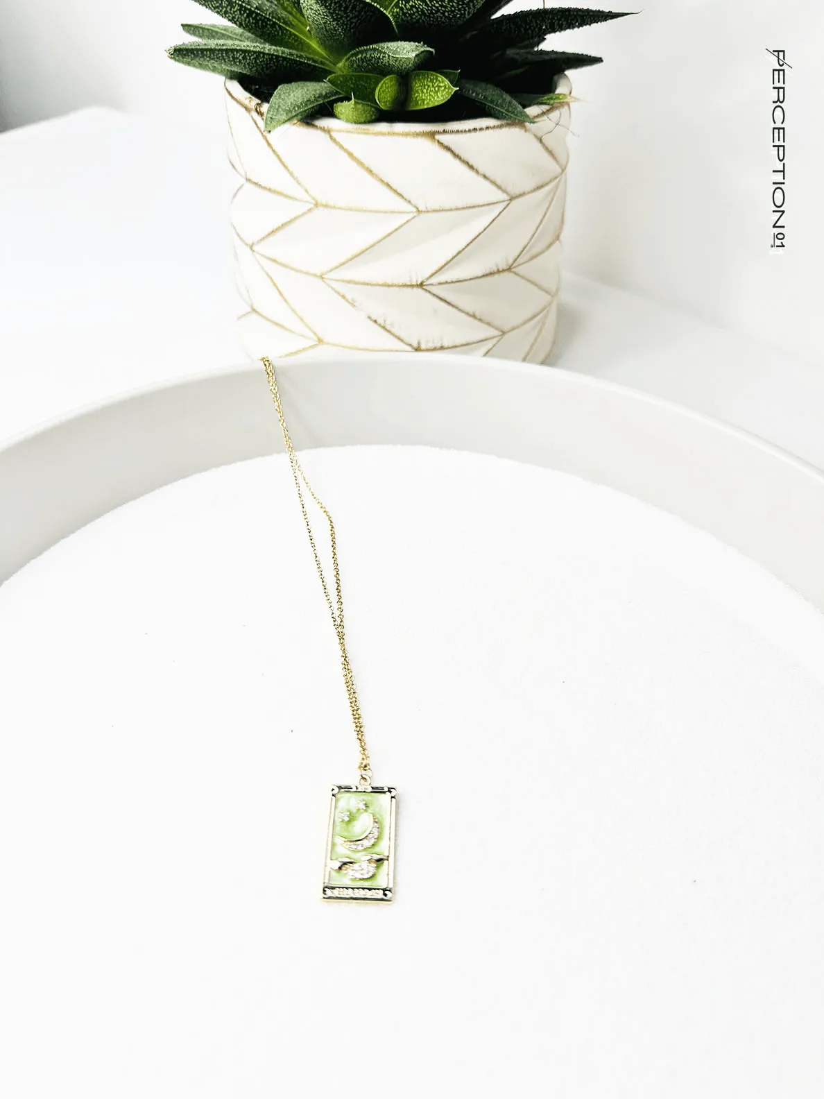 The Moon Card Epoxy Charm Necklace