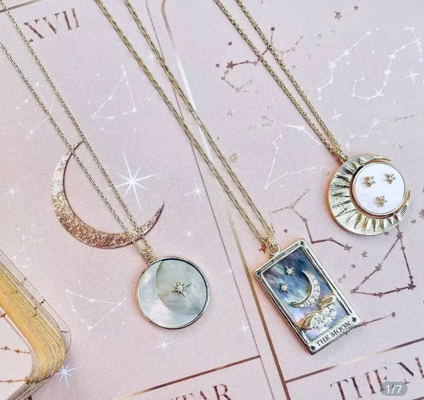 The Moon Card Epoxy Charm Necklace