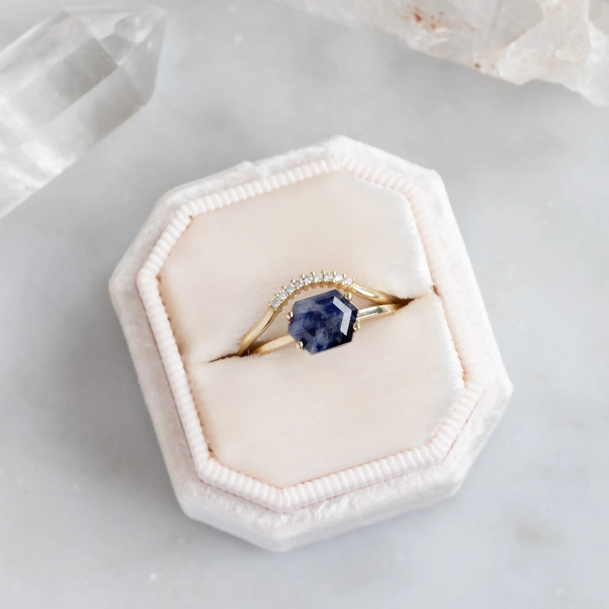 The Raw Sapphire Hexagon Ring | 10K Yellow Gold