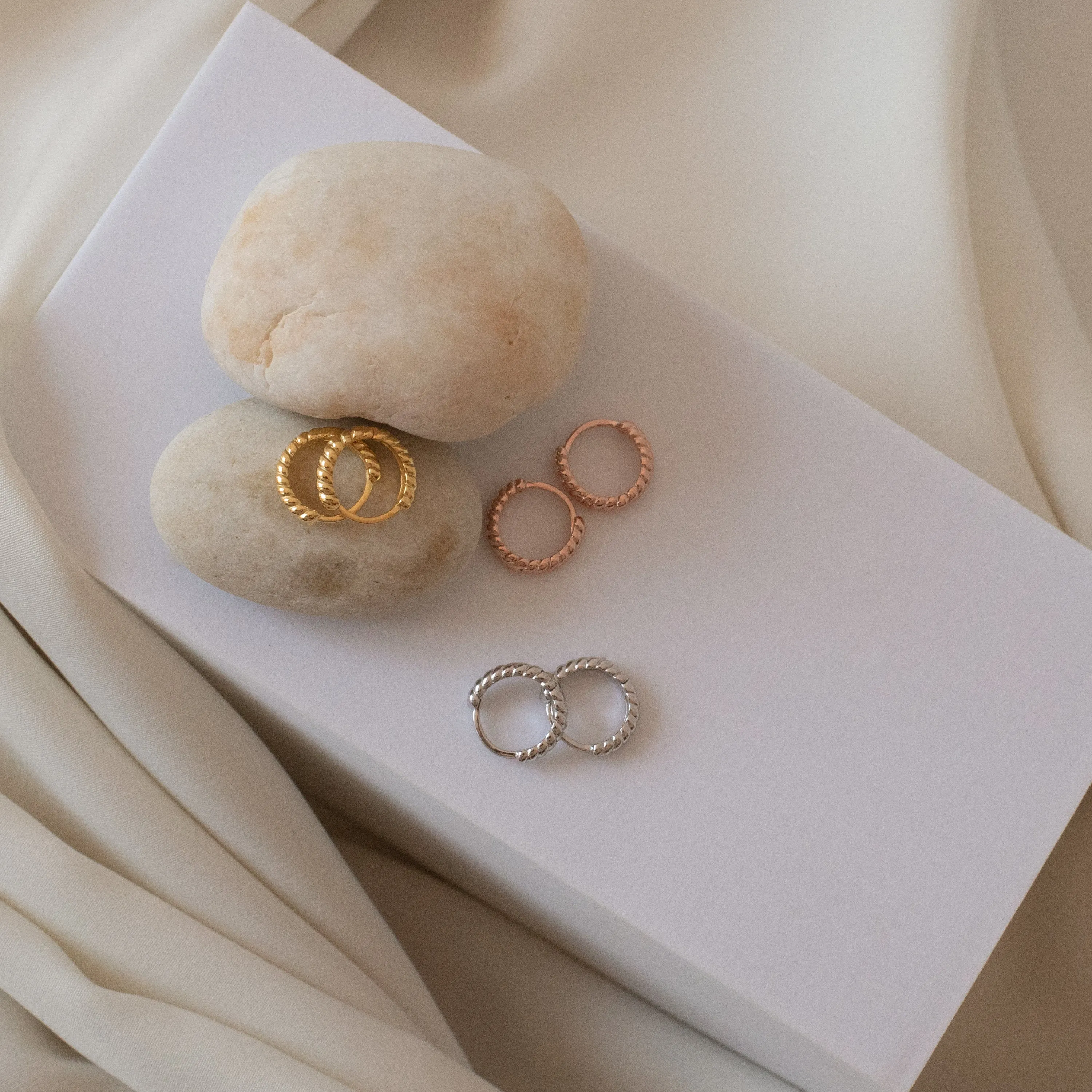 Thea Twisted Huggies in Sterling Silver