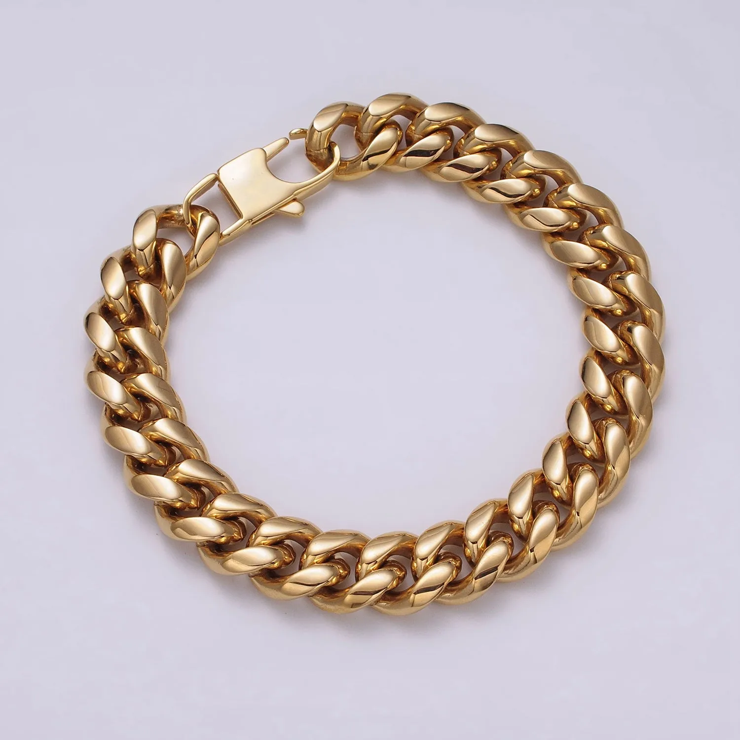 Thick Gold Miami Cuban Curb Chain Bracelet 10mm 12mm 14mm Stainless Steel Chain Men Bracelet WA1720 WA1721 WA1722
