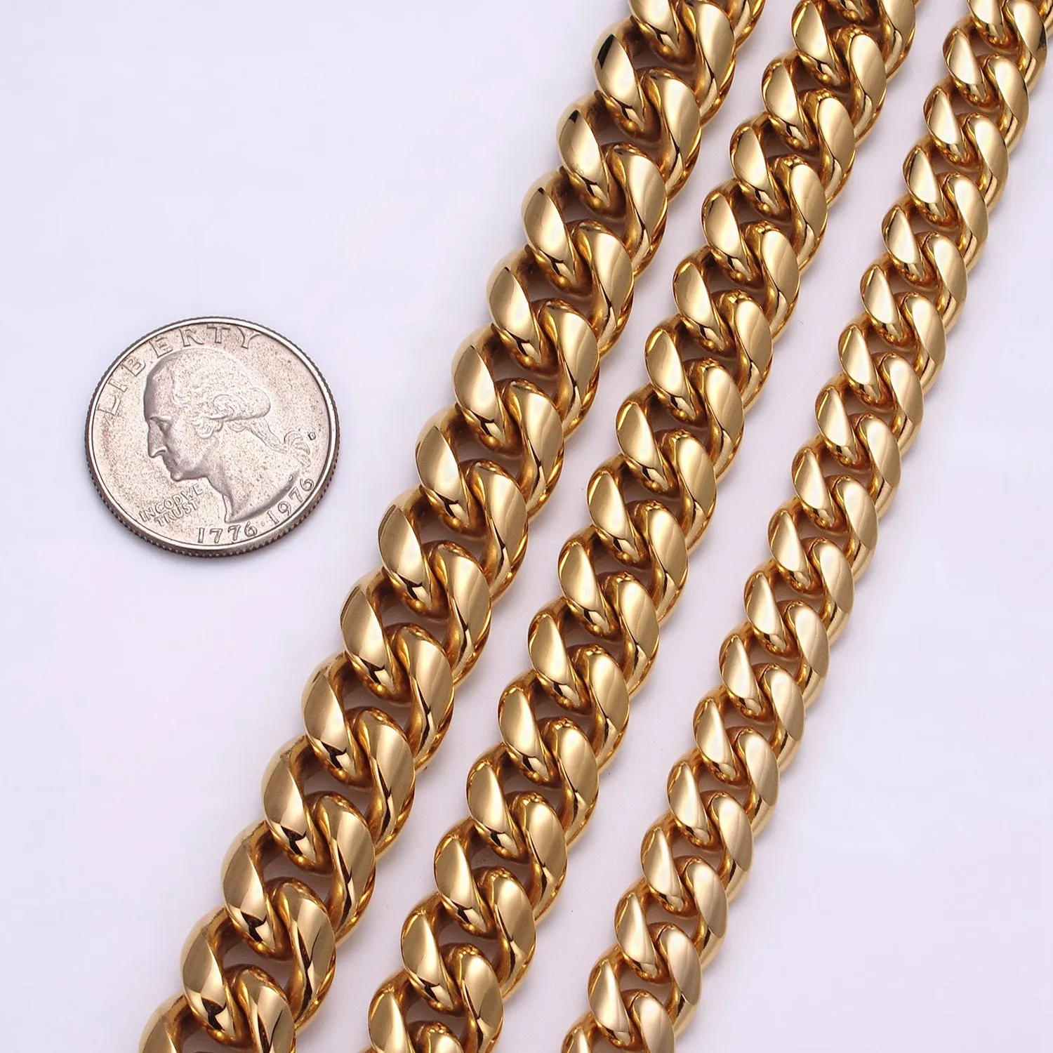 Thick Gold Miami Cuban Curb Chain Bracelet 10mm 12mm 14mm Stainless Steel Chain Men Bracelet WA1720 WA1721 WA1722