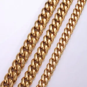 Thick Gold Miami Cuban Curb Chain Bracelet 10mm 12mm 14mm Stainless Steel Chain Men Bracelet WA1720 WA1721 WA1722