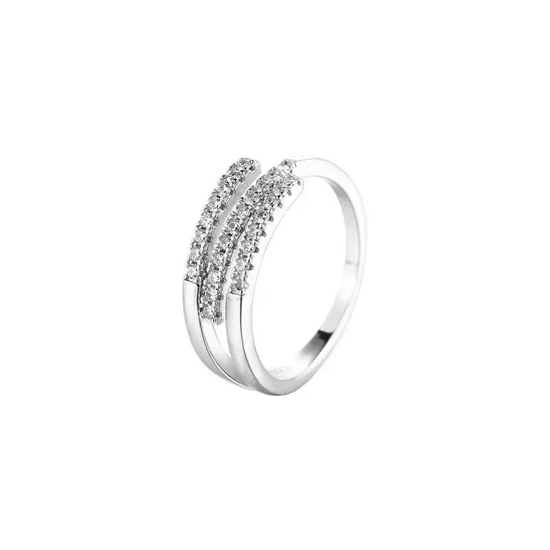 Three Zircon Line Ring
