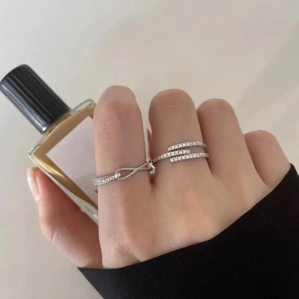 Three Zircon Line Ring