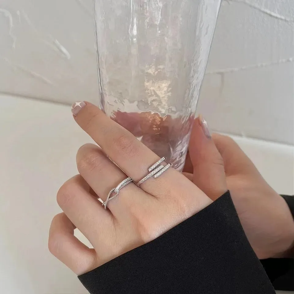 Three Zircon Line Ring