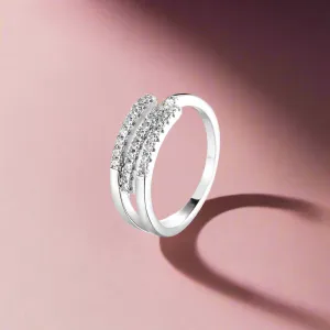 Three Zircon Line Ring