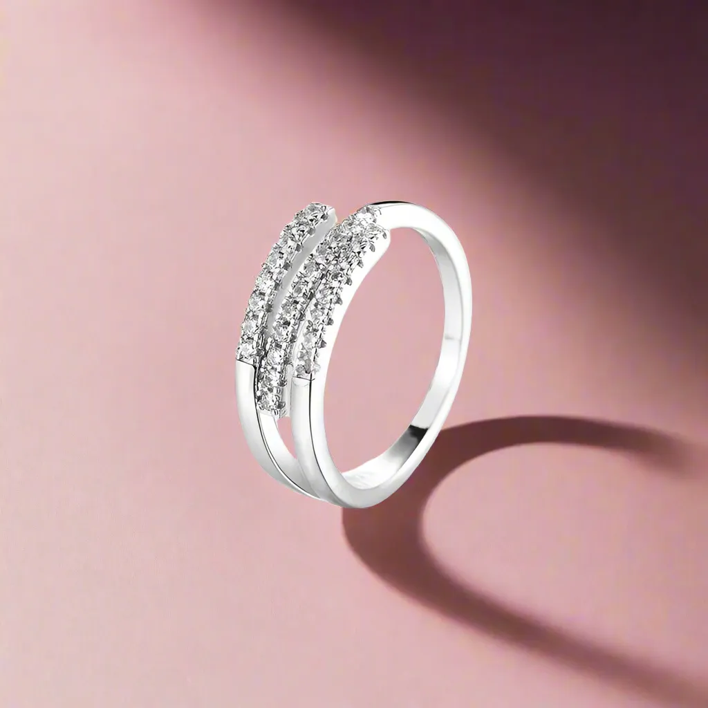 Three Zircon Line Ring
