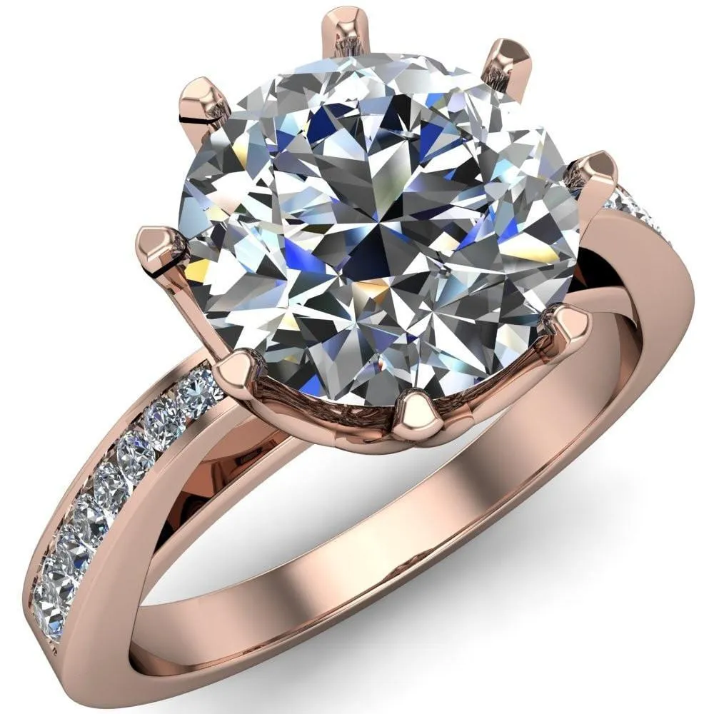 Tiana Round Center Stone 6-Prong Crown Design Setting Ring