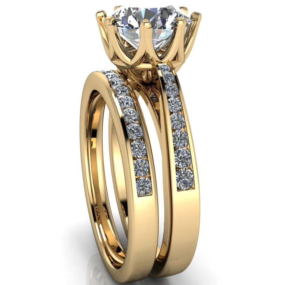 Tiana Round Center Stone 6-Prong Crown Design Setting Ring