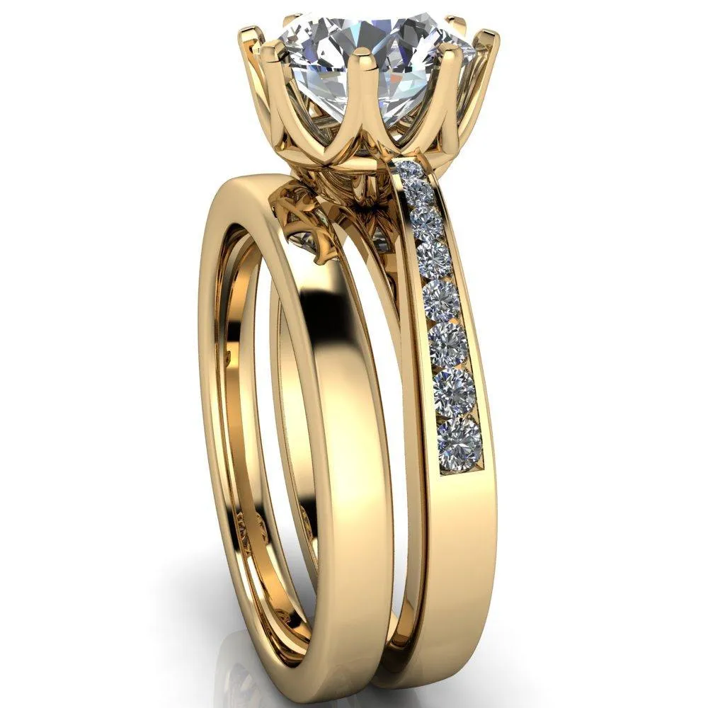 Tiana Round Center Stone 6-Prong Crown Design Setting Ring