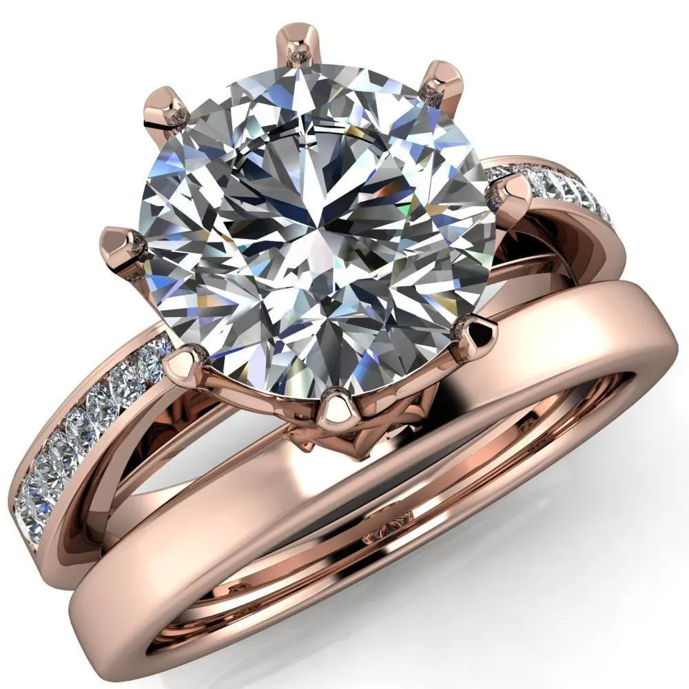 Tiana Round Center Stone 6-Prong Crown Design Setting Ring