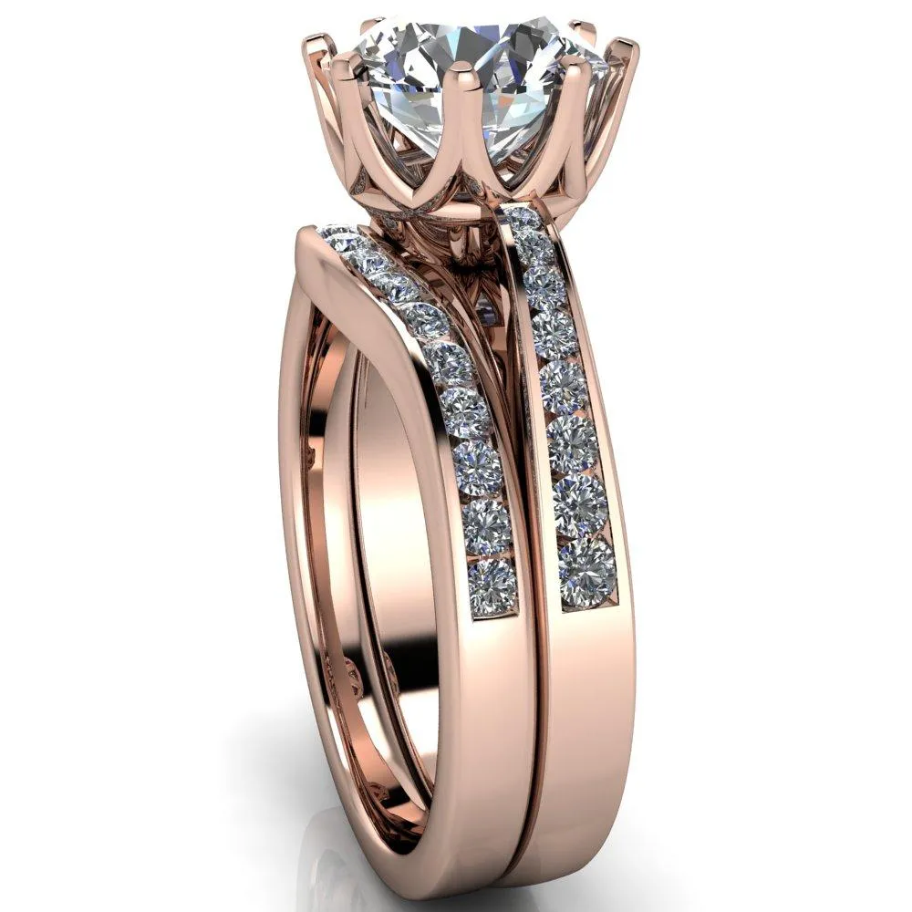 Tiana Round Center Stone 6-Prong Crown Design Setting Ring