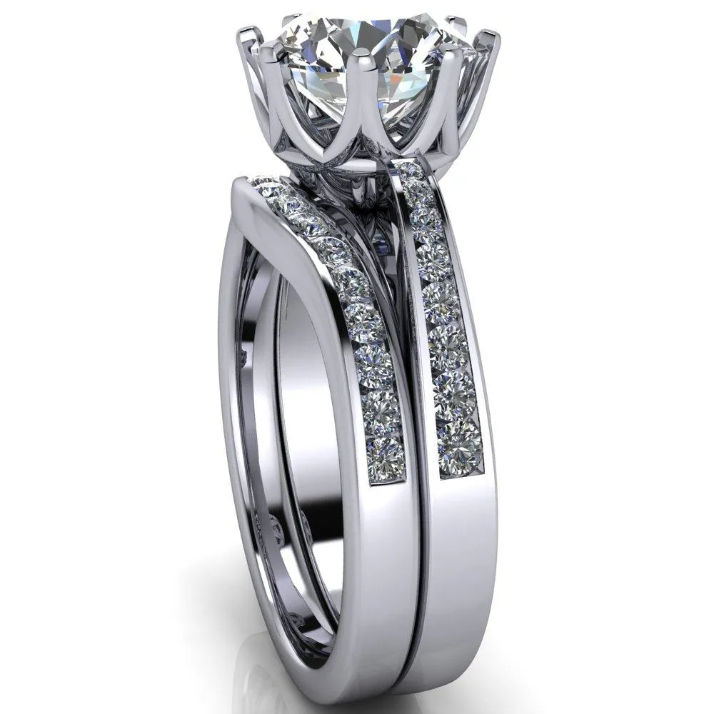 Tiana Round Center Stone 6-Prong Crown Design Setting Ring