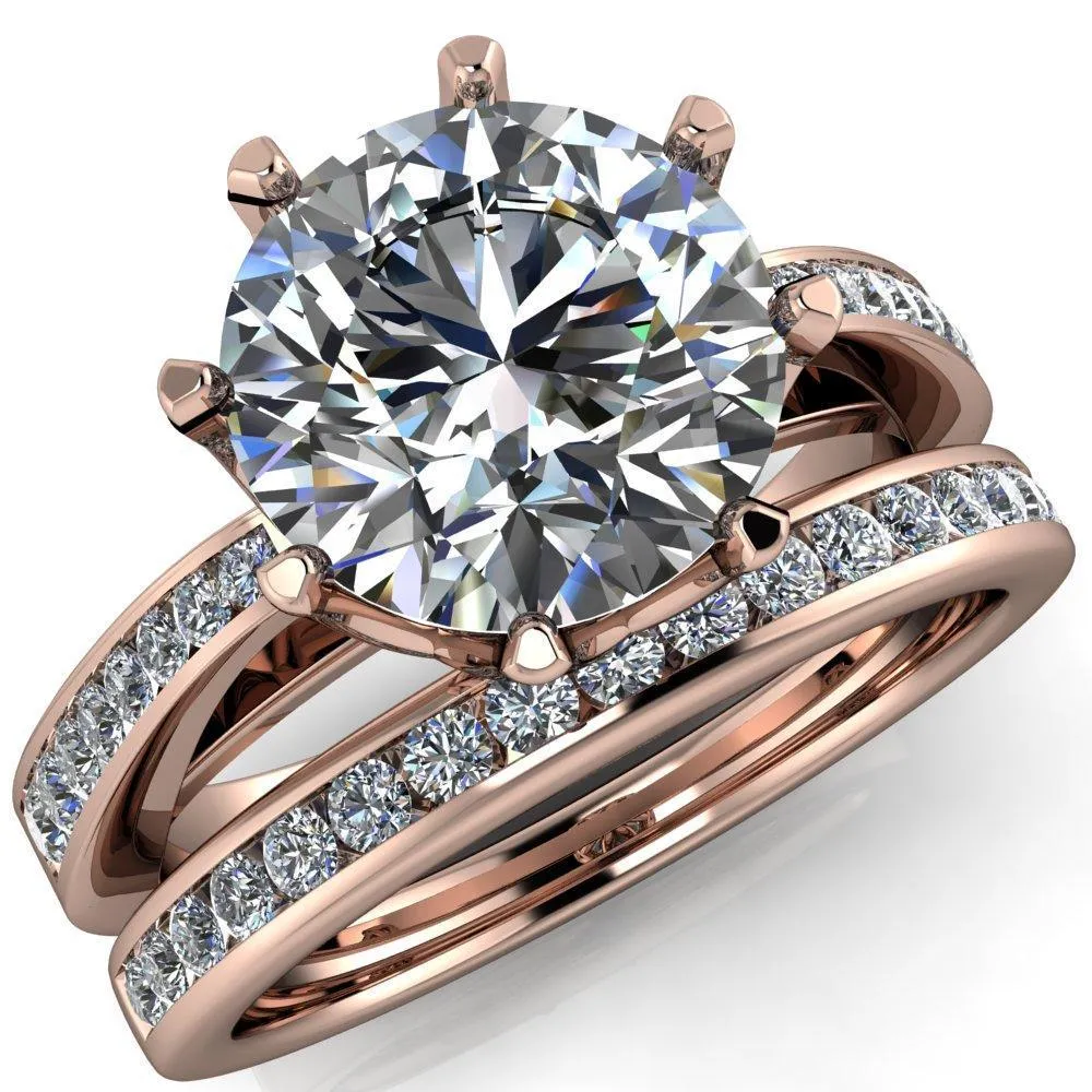 Tiana Round Center Stone 6-Prong Crown Design Setting Ring