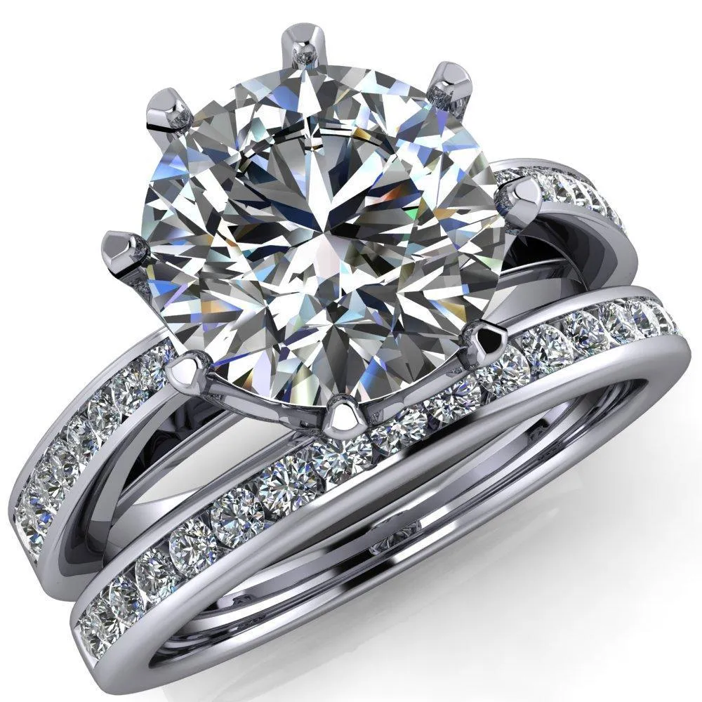Tiana Round Center Stone 6-Prong Crown Design Setting Ring
