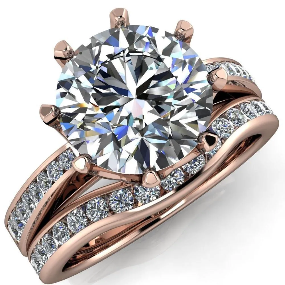 Tiana Round Center Stone 6-Prong Crown Design Setting Ring