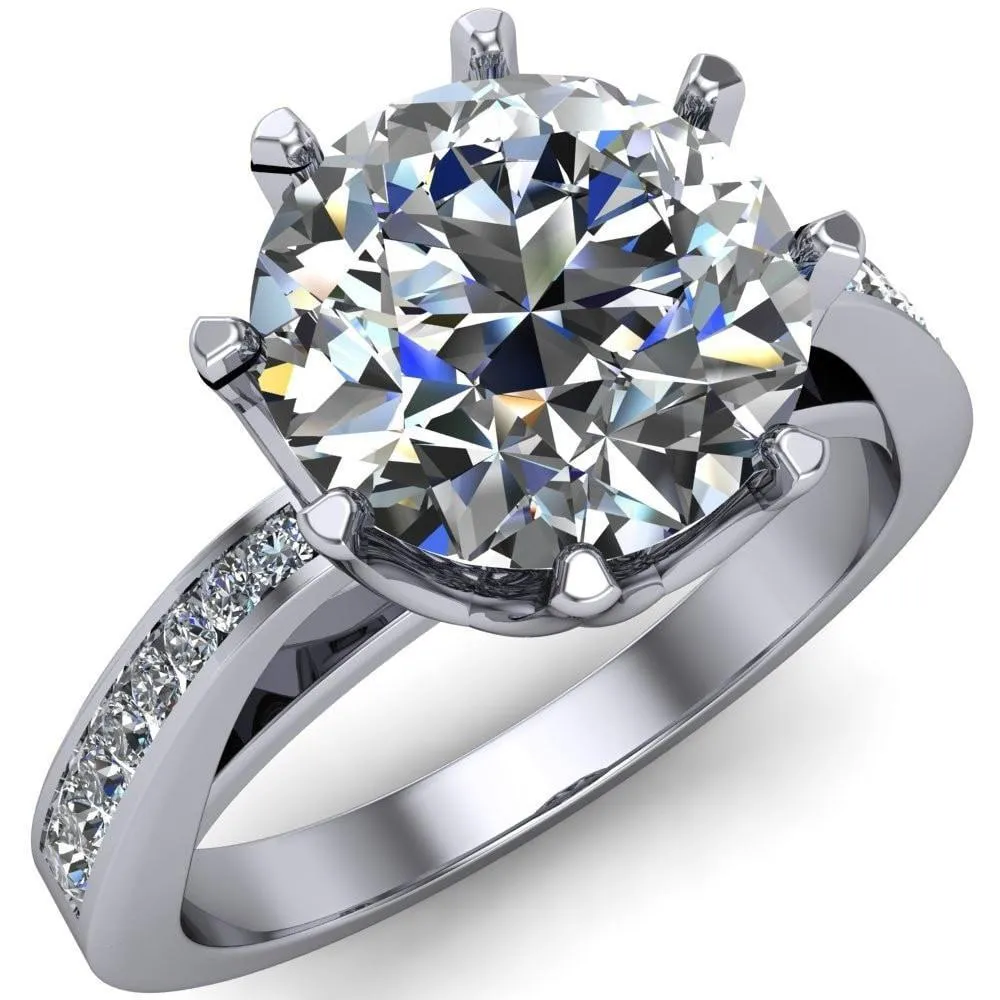 Tiana Round Center Stone 6-Prong Crown Design Setting Ring