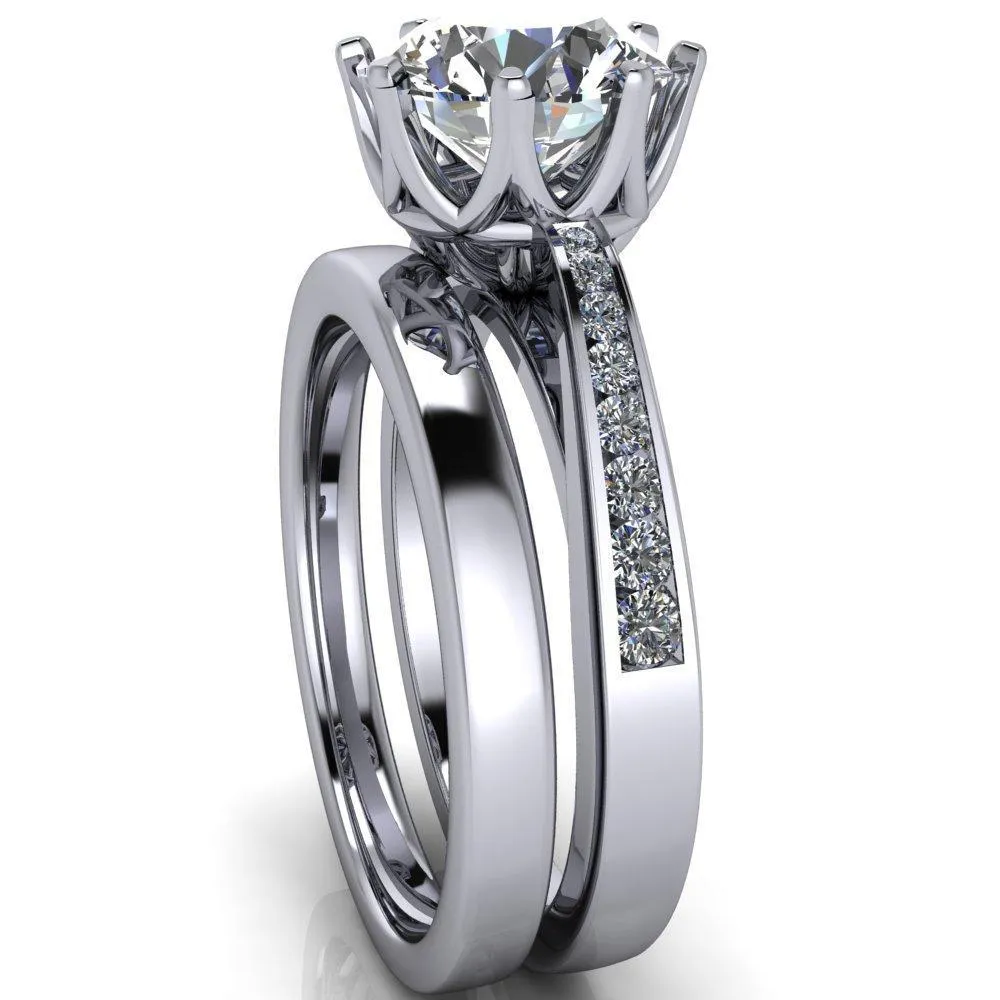 Tiana Round Center Stone 6-Prong Crown Design Setting Ring