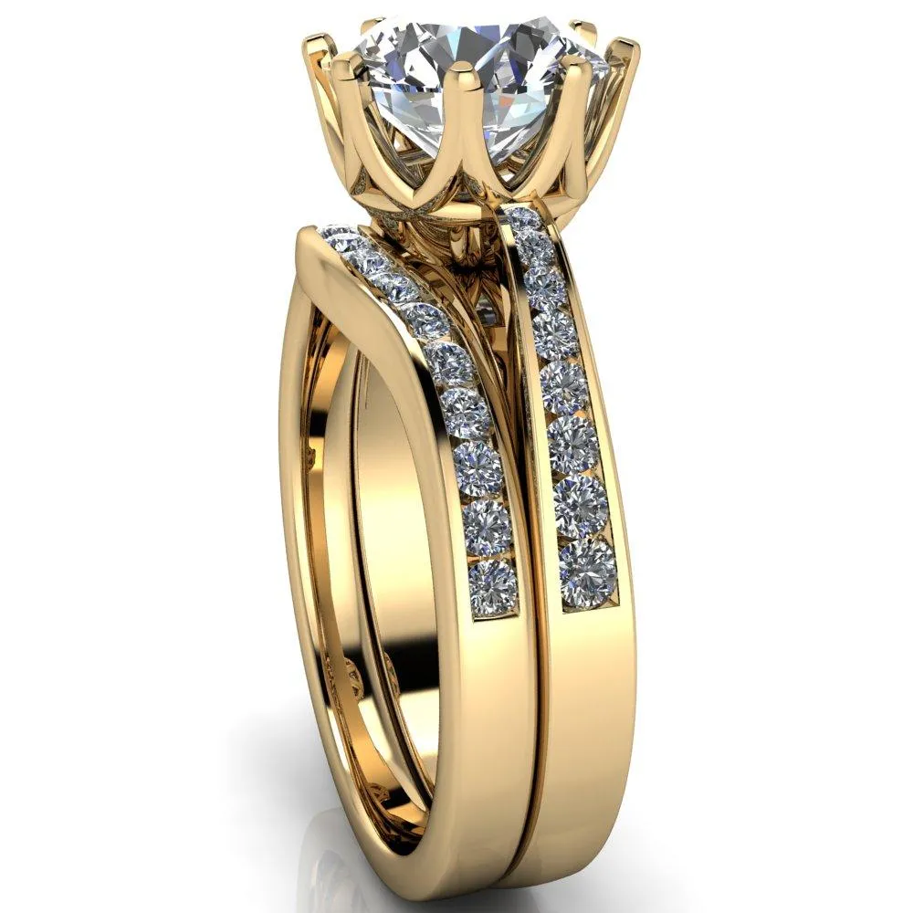 Tiana Round Center Stone 6-Prong Crown Design Setting Ring