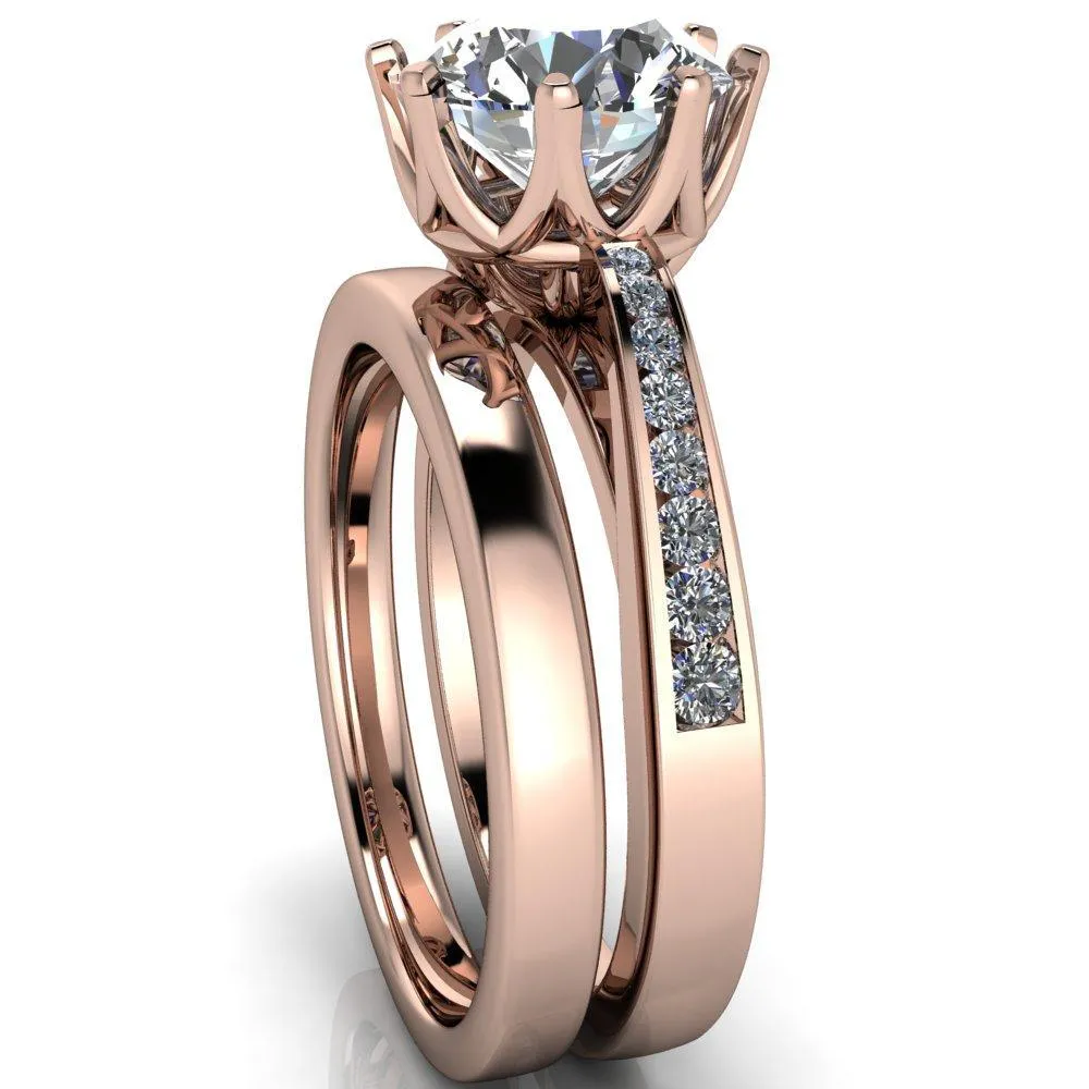 Tiana Round Center Stone 6-Prong Crown Design Setting Ring