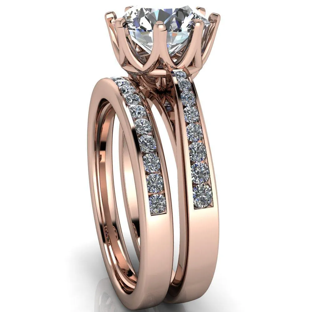 Tiana Round Center Stone 6-Prong Crown Design Setting Ring